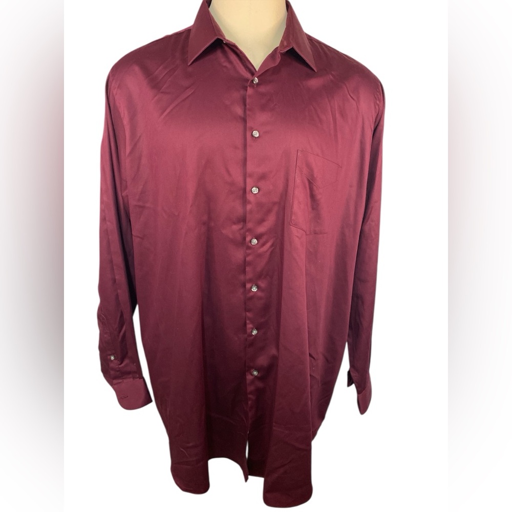 Van Heusen Maroon Tall Fit Stretch Long Sleeve BU Dress Shirt Men’s 19-37/38
